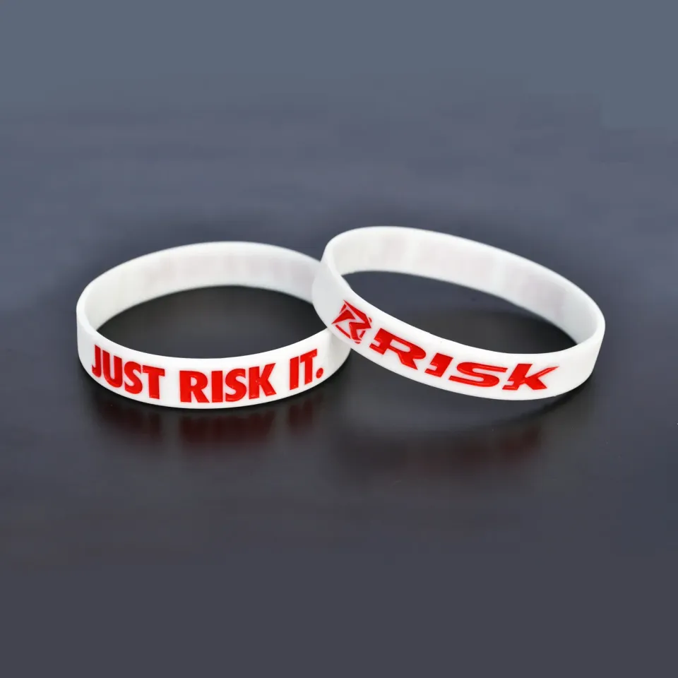 RISK RACING Risk Motocross Wristband náramok White/Red silikónový