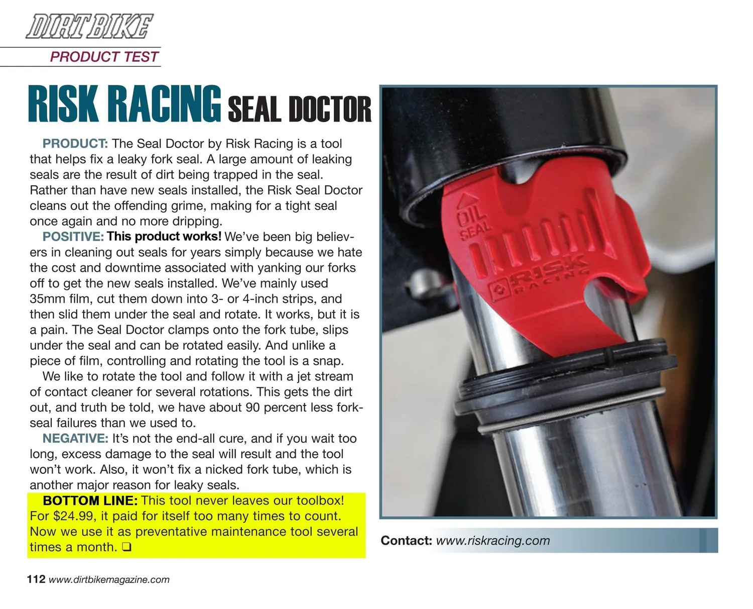 Risk Racing Seal Doctor čistič gufier vidlice