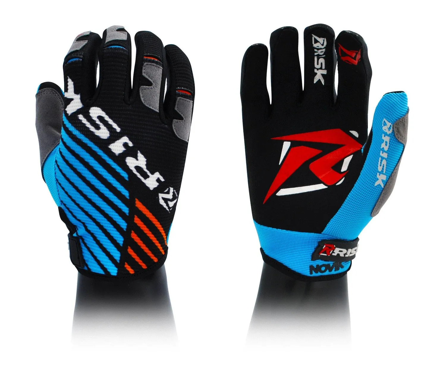 Risk Racing Ventilate motocyklové rukavice modro-oranžové priedušné